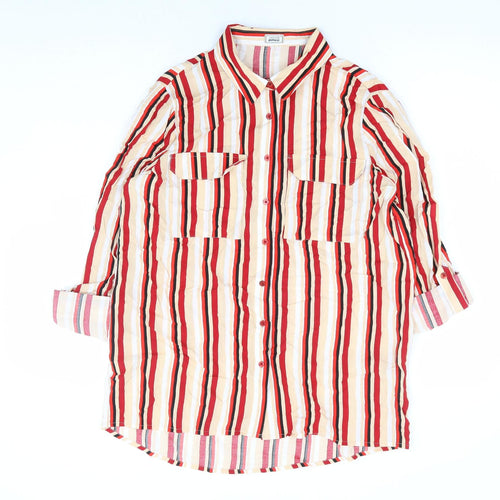 Pimpkie Womens Multicoloured Striped Viscose Basic Button-Up Size 10 Collared