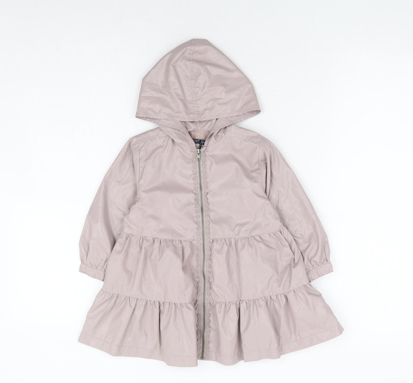 Lili Gaufrette Girls Beige Parka Jacket Size 18 Months Zip - Tiered