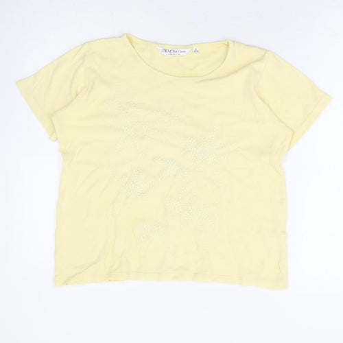 EWM Womens Yellow 100% Cotton Basic T-Shirt Size 14 Round Neck
