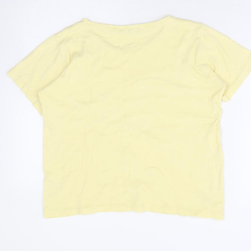 EWM Womens Yellow 100% Cotton Basic T-Shirt Size 14 Round Neck