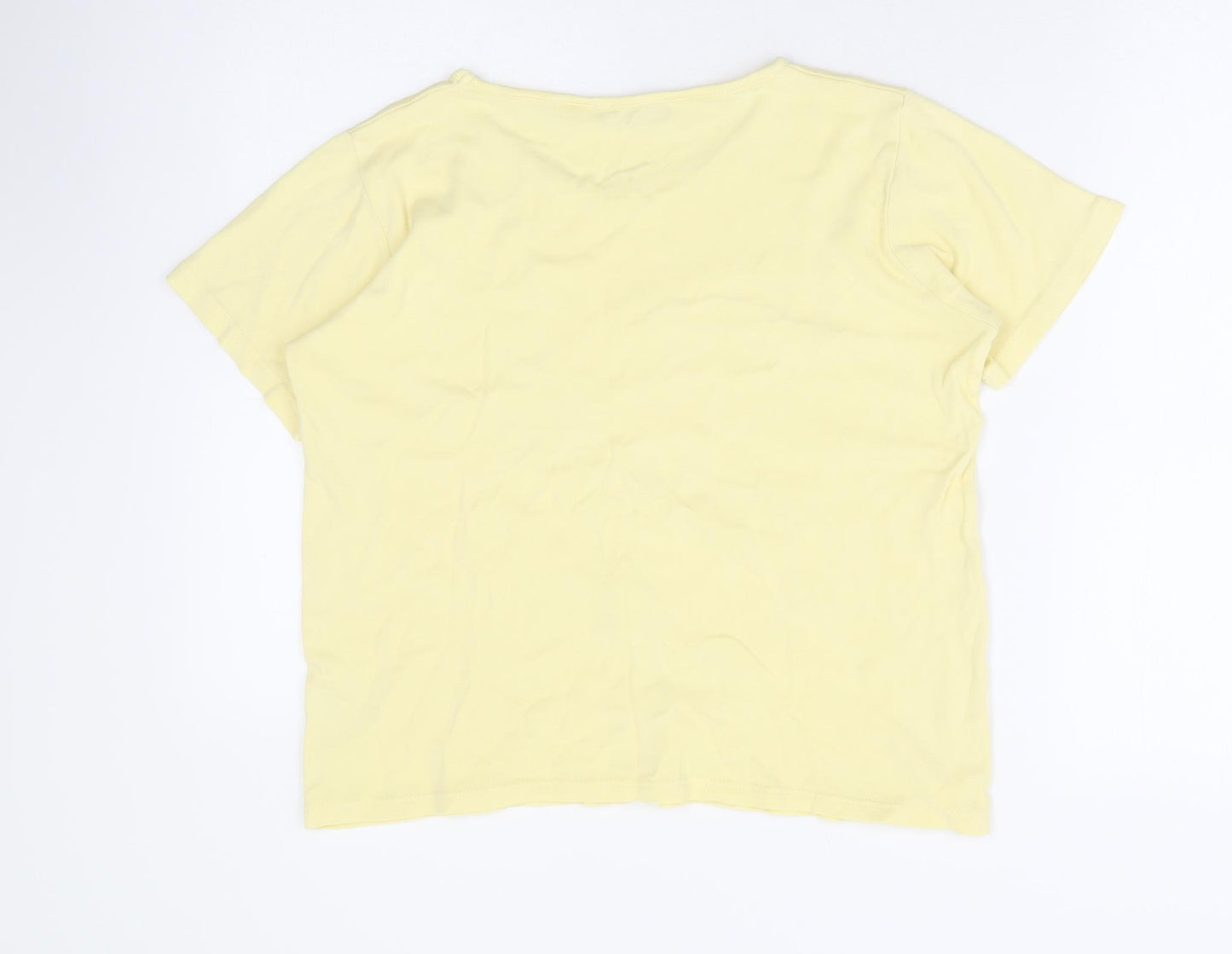 EWM Womens Yellow 100% Cotton Basic T-Shirt Size 14 Round Neck