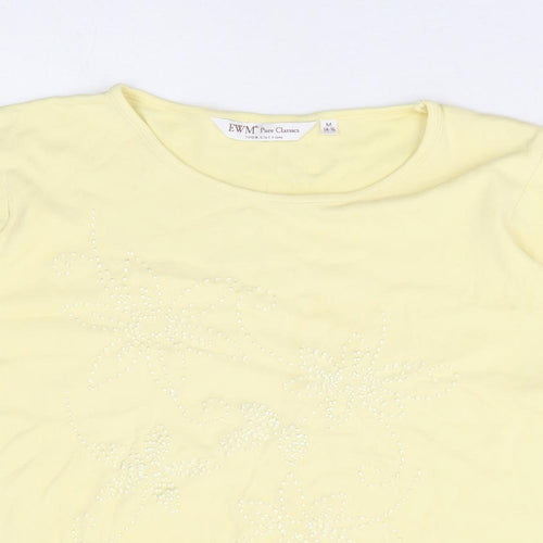 EWM Womens Yellow 100% Cotton Basic T-Shirt Size 14 Round Neck