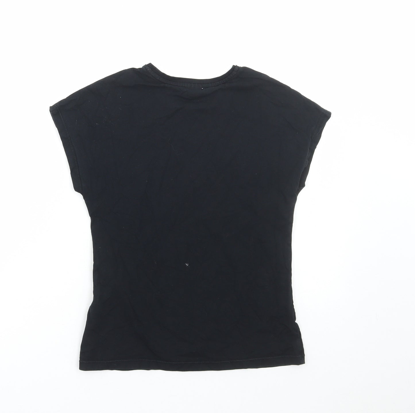 George Girls Black Cotton Basic T-Shirt Size 9-10 Years Round Neck Pullover - Mickey Mouse
