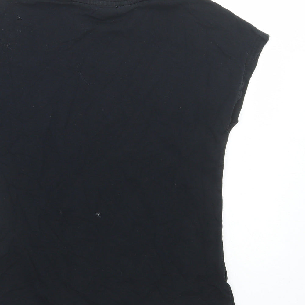 George Girls Black Cotton Basic T-Shirt Size 9-10 Years Round Neck Pullover - Mickey Mouse