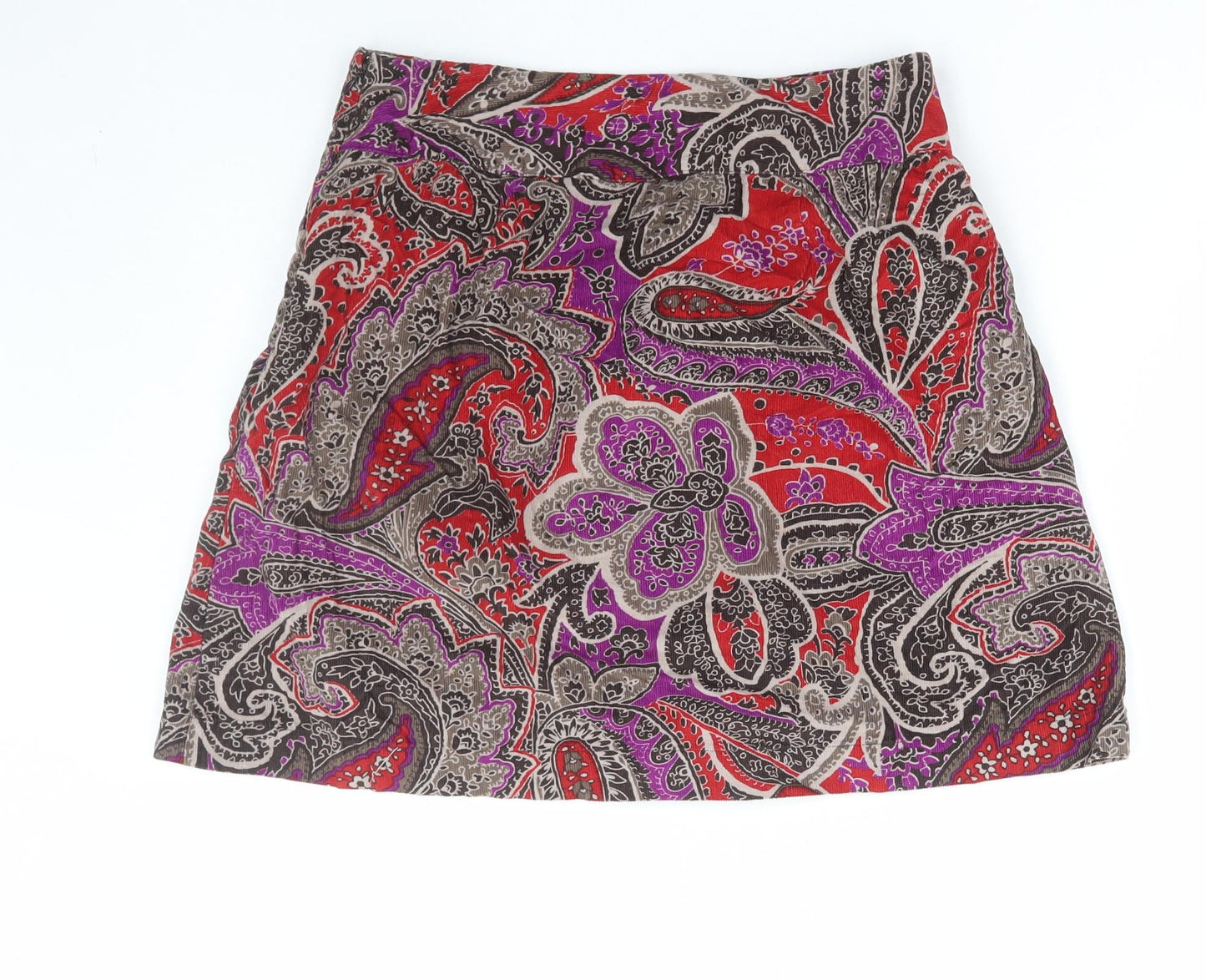 Monsoon Womens Multicoloured Paisley Viscose Mini Skirt Size 10 Zip