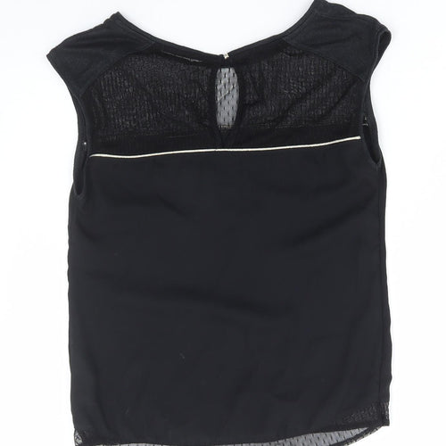 Bershka Womens Black Cotton Basic Tank Size S Boat Neck