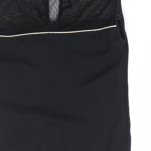 Bershka Womens Black Cotton Basic Tank Size S Boat Neck