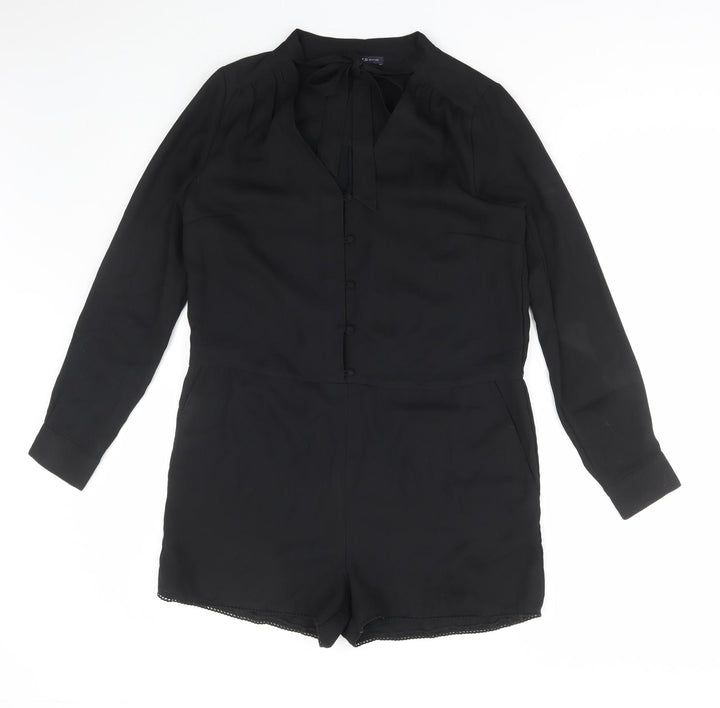Limited Edition Womens Black Polyester Playsuit One-Piece Size 12 Button
