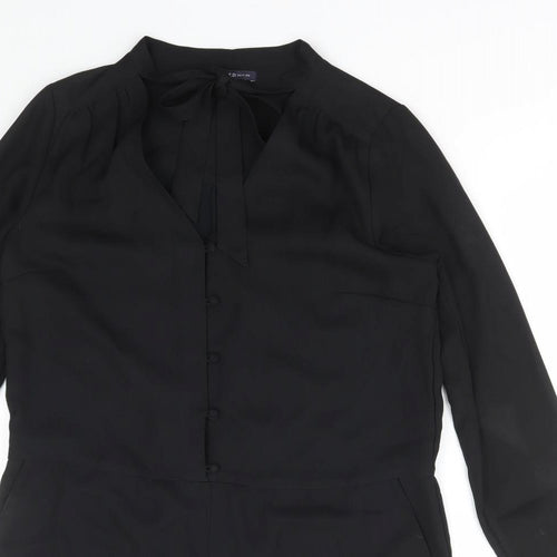 Limited Edition Womens Black Polyester Playsuit One-Piece Size 12 Button