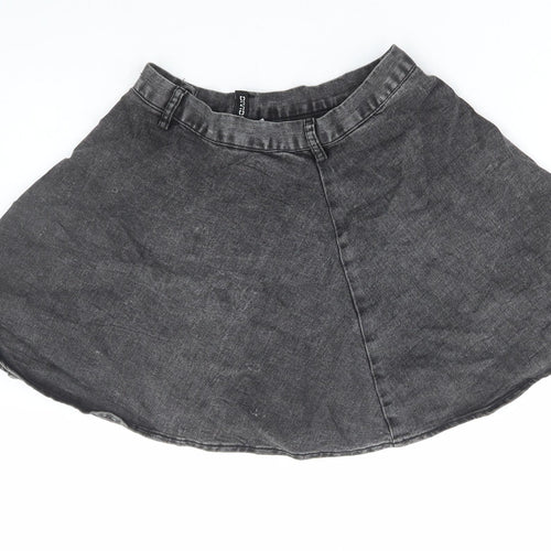 H&M Womens Grey Cotton Mini Skirt Size 6 Zip