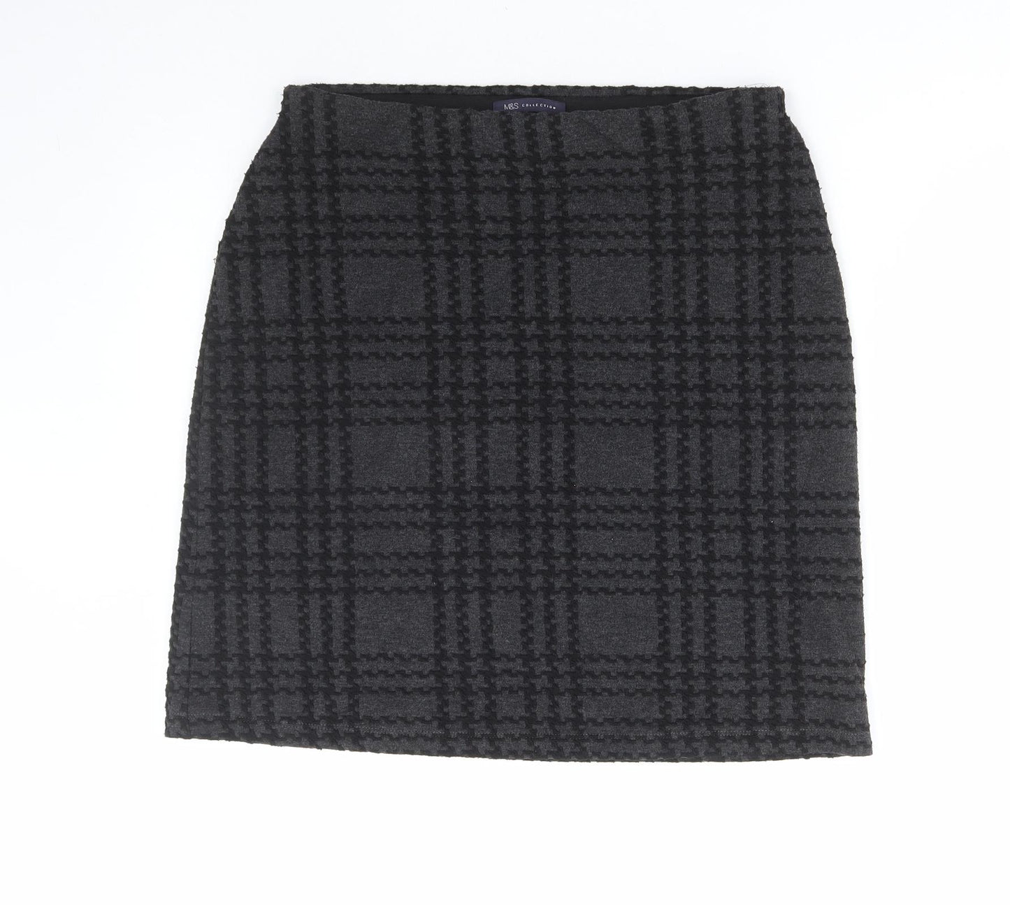 Marks and Spencer Womens Grey Plaid Polyester Mini Skirt Size 12