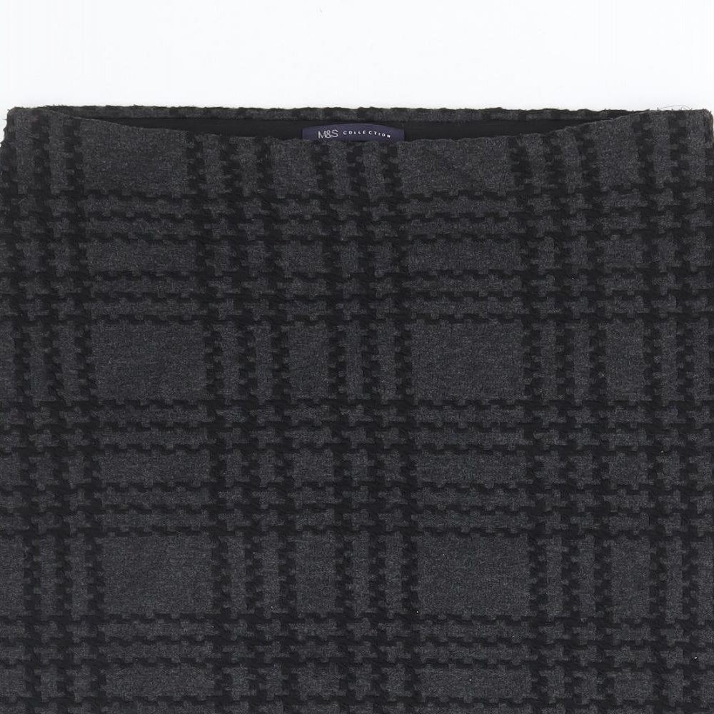Marks and Spencer Womens Grey Plaid Polyester Mini Skirt Size 12