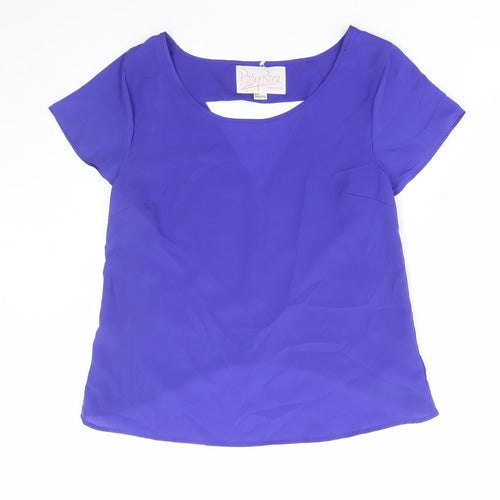 FOREVER 21 Womens Blue Polyester Basic Blouse Size S Boat Neck - Cut out back