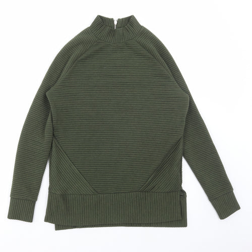 New Look Womens Green Polyester Pullover Sweatshirt Size 6 Zip - Ribbed