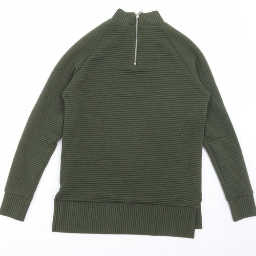 New Look Womens Green Polyester Pullover Sweatshirt Size 6 Zip - Ribbed