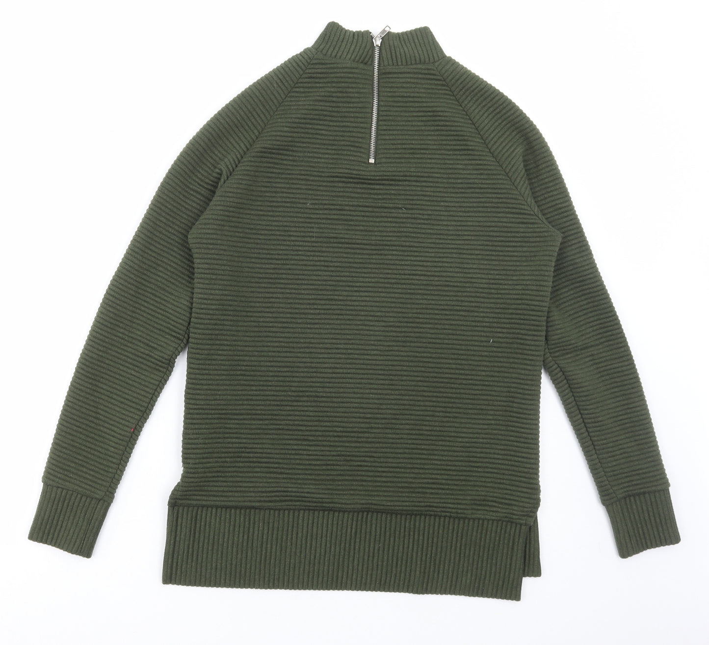 New Look Womens Green Polyester Pullover Sweatshirt Size 6 Zip - Ribbed