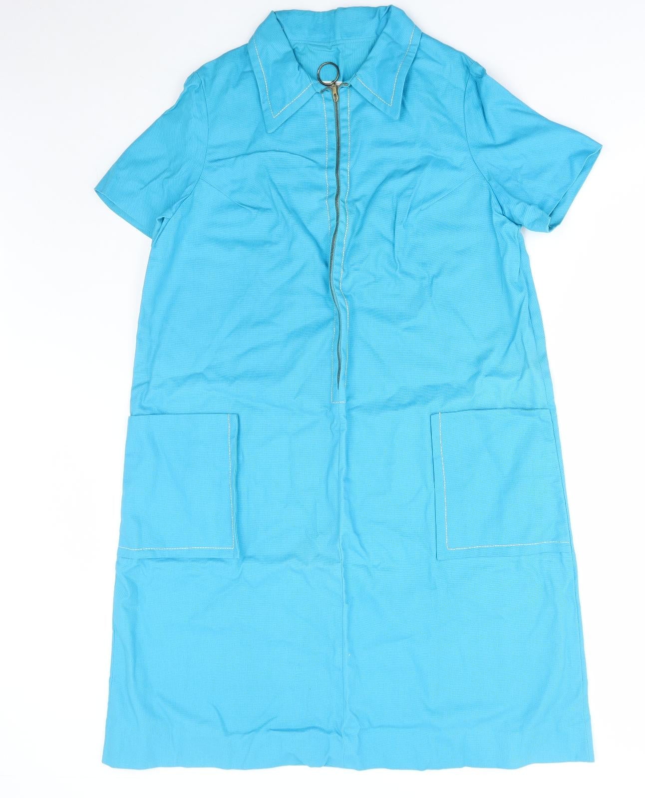 Devonshire Lady Womens Blue Cotton A-Line Size 18 Collared Zip