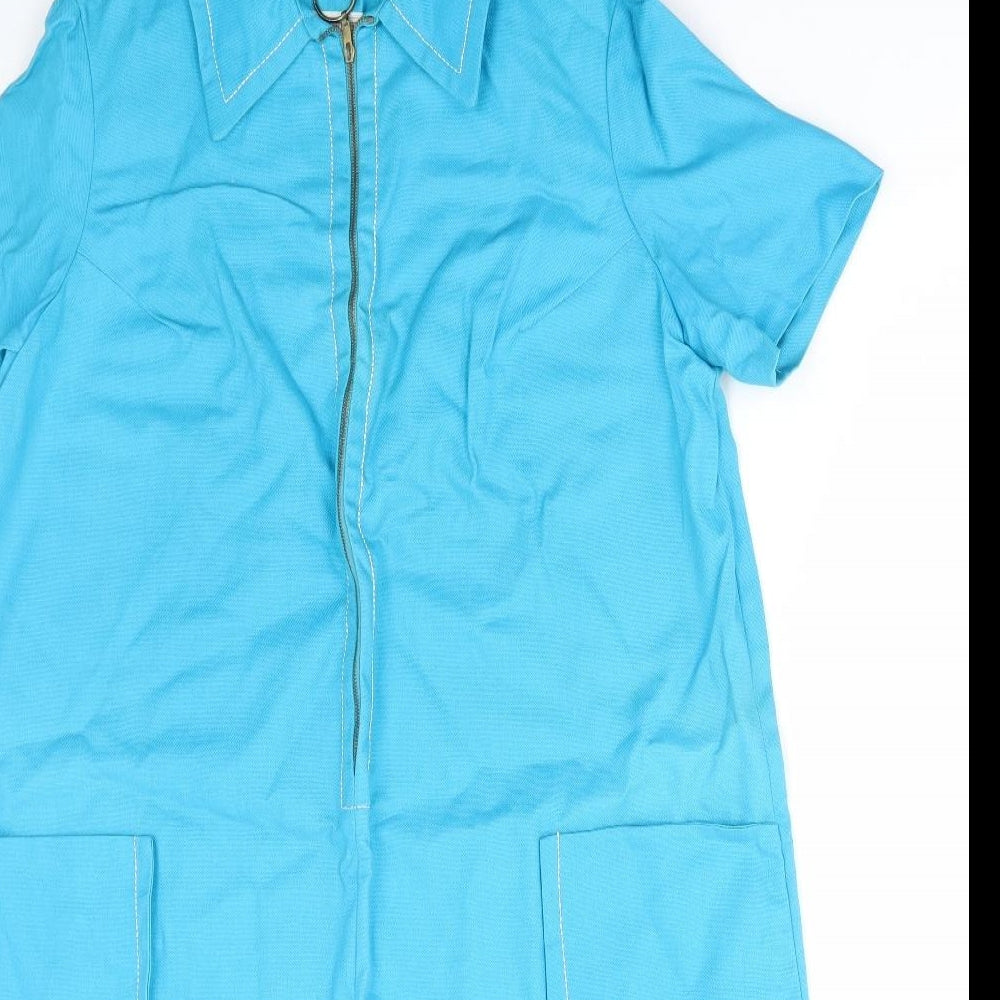 Devonshire Lady Womens Blue Cotton A-Line Size 18 Collared Zip