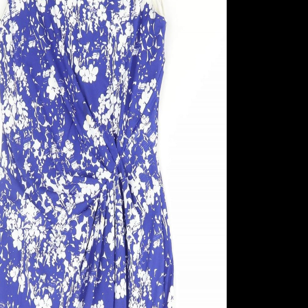 F&F Womens Beige Floral Polyester Pencil Dress Size 10 Round Neck Pullover