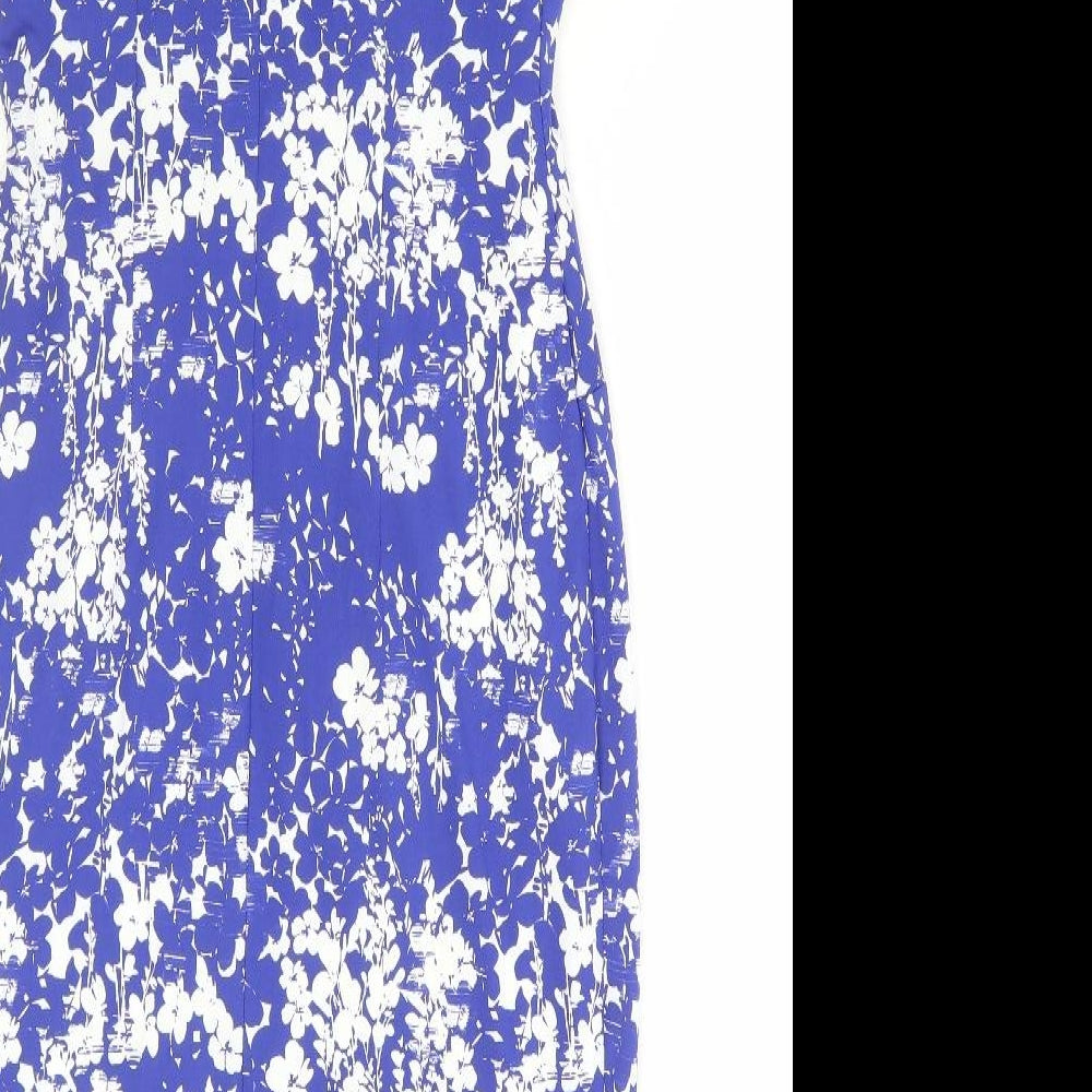 F&F Womens Beige Floral Polyester Pencil Dress Size 10 Round Neck Pullover