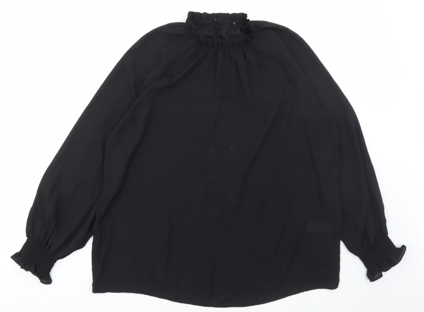 Primark Womens Black Polyester Basic Blouse Size 14 High Neck
