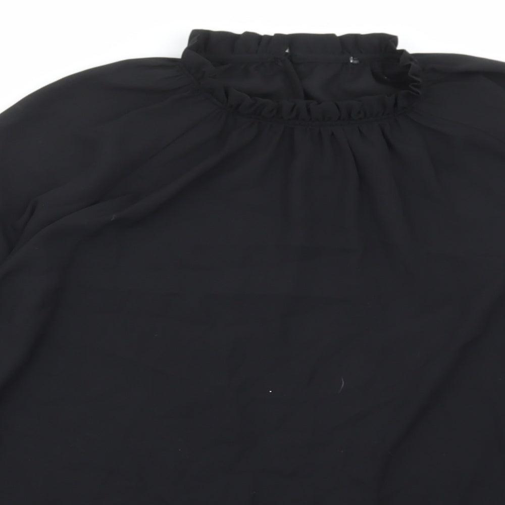 Primark Womens Black Polyester Basic Blouse Size 14 High Neck