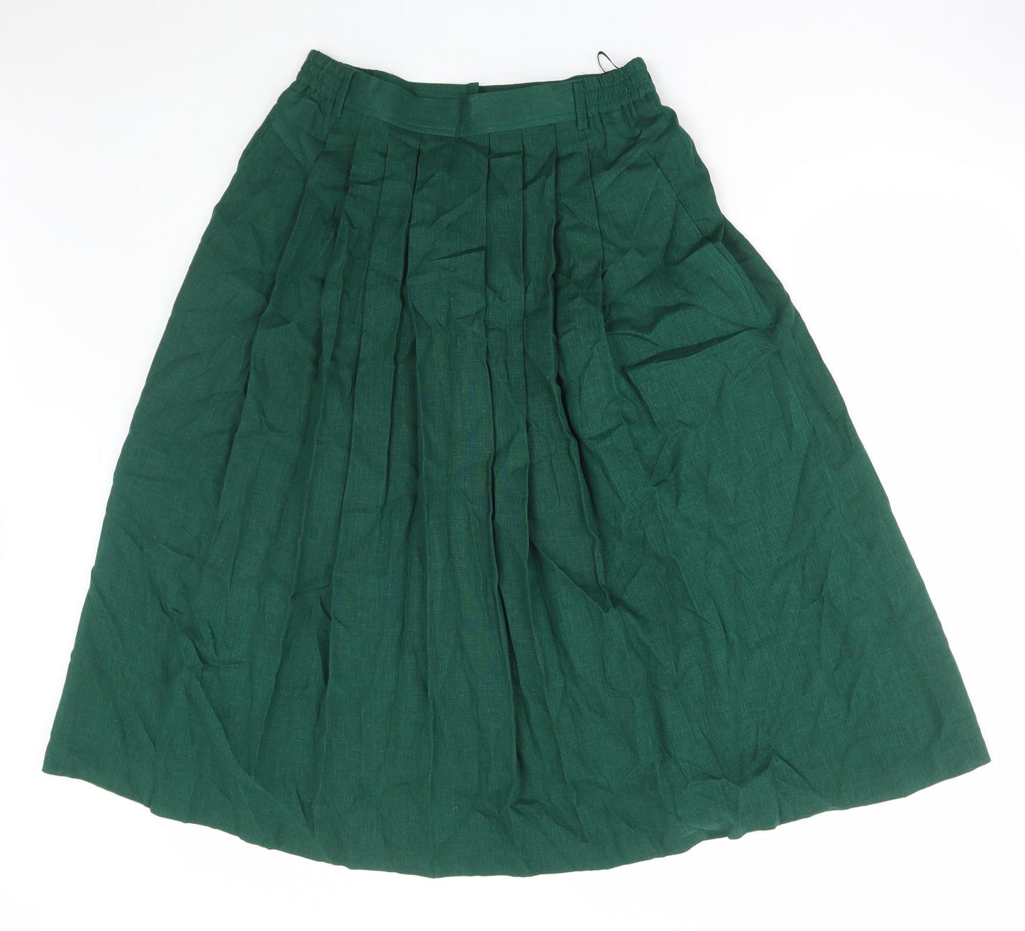 Lodenfrey Womens Green Linen Flare Skirt Size 32 in Button
