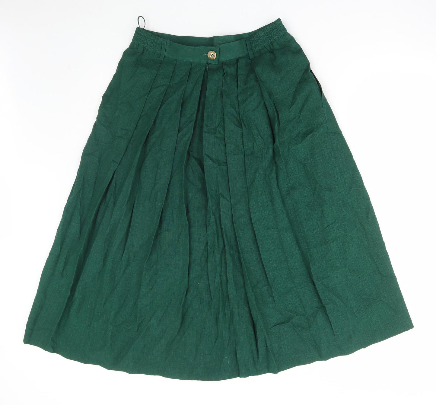 Lodenfrey Womens Green Linen Flare Skirt Size 32 in Button