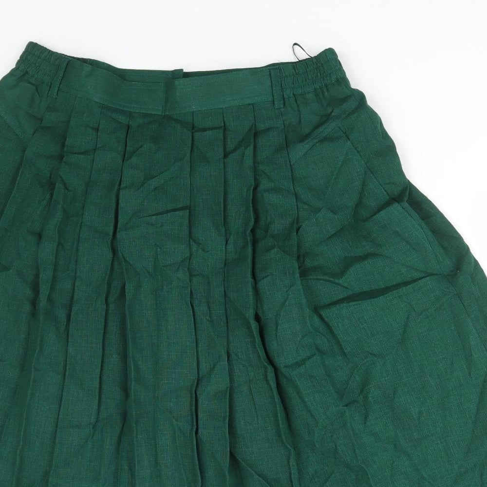 Lodenfrey Womens Green Linen Flare Skirt Size 32 in Button