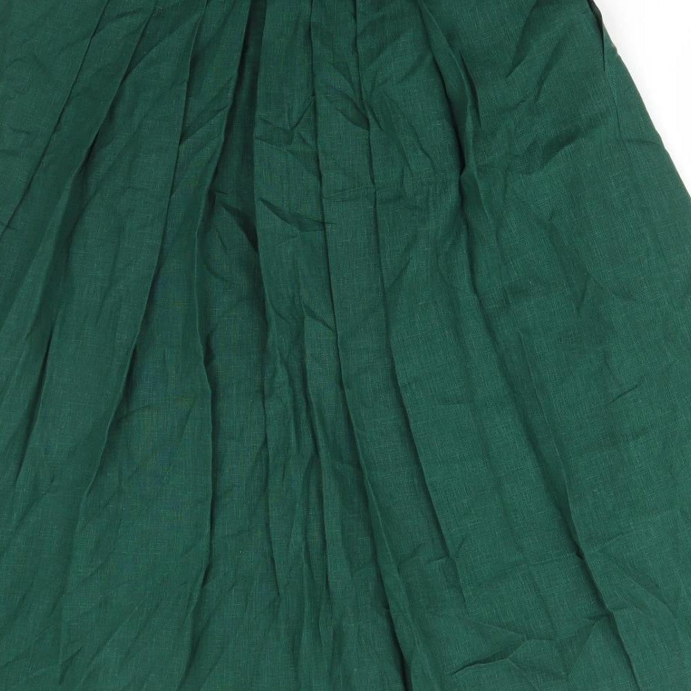 Lodenfrey Womens Green Linen Flare Skirt Size 32 in Button