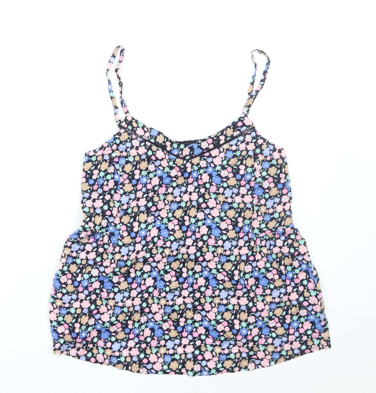 Marks and Spencer Womens Blue Floral Viscose Camisole Tank Size 8 V-Neck