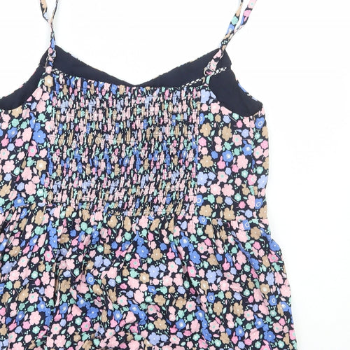 Marks and Spencer Womens Blue Floral Viscose Camisole Tank Size 8 V-Neck