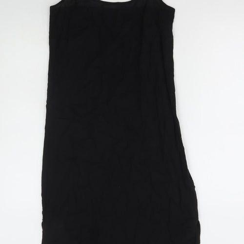Marks and Spencer Womens Black Cotton Tank Dress Size 6 V-Neck Pullover - Camisole