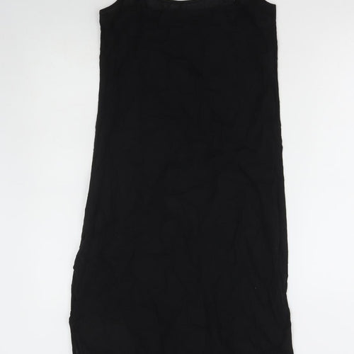 Marks and Spencer Womens Black Cotton Tank Dress Size 6 V-Neck Pullover - Camisole