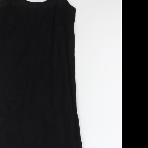 Marks and Spencer Womens Black Cotton Tank Dress Size 6 V-Neck Pullover - Camisole
