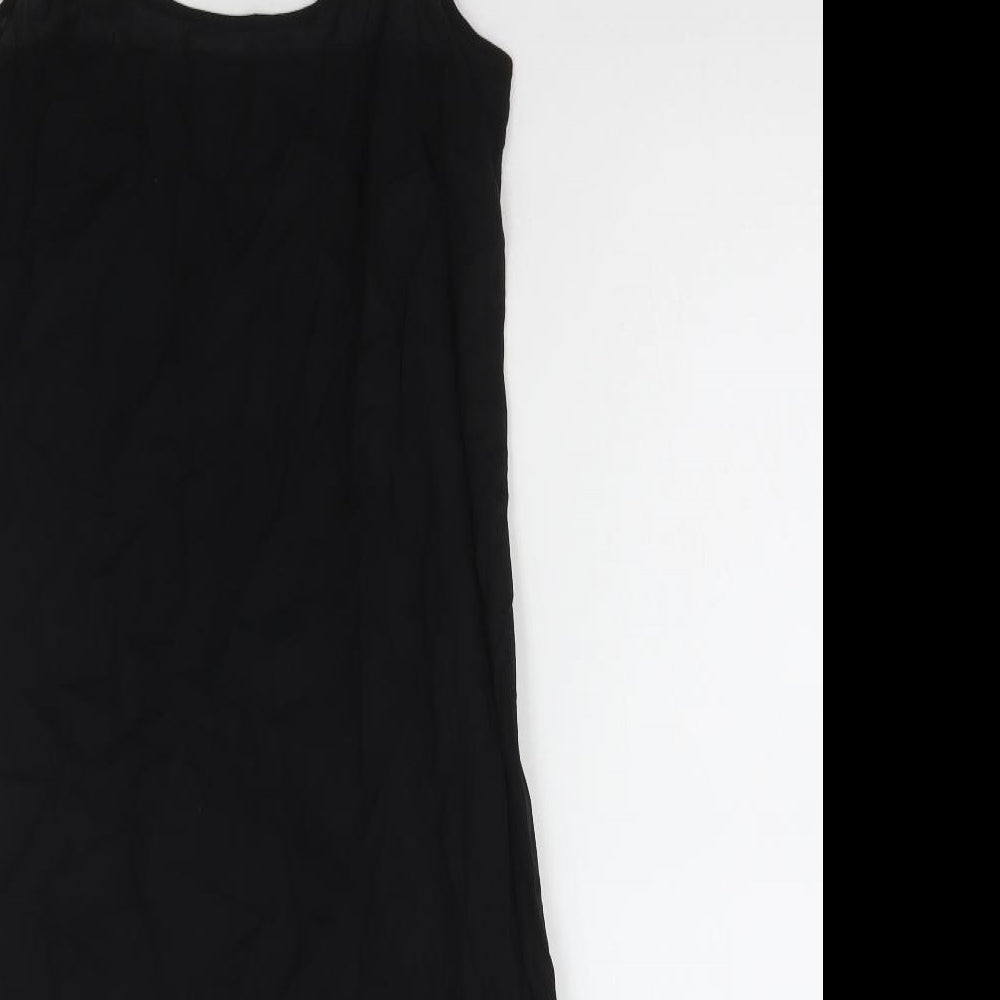 Marks and Spencer Womens Black Cotton Tank Dress Size 6 V-Neck Pullover - Camisole
