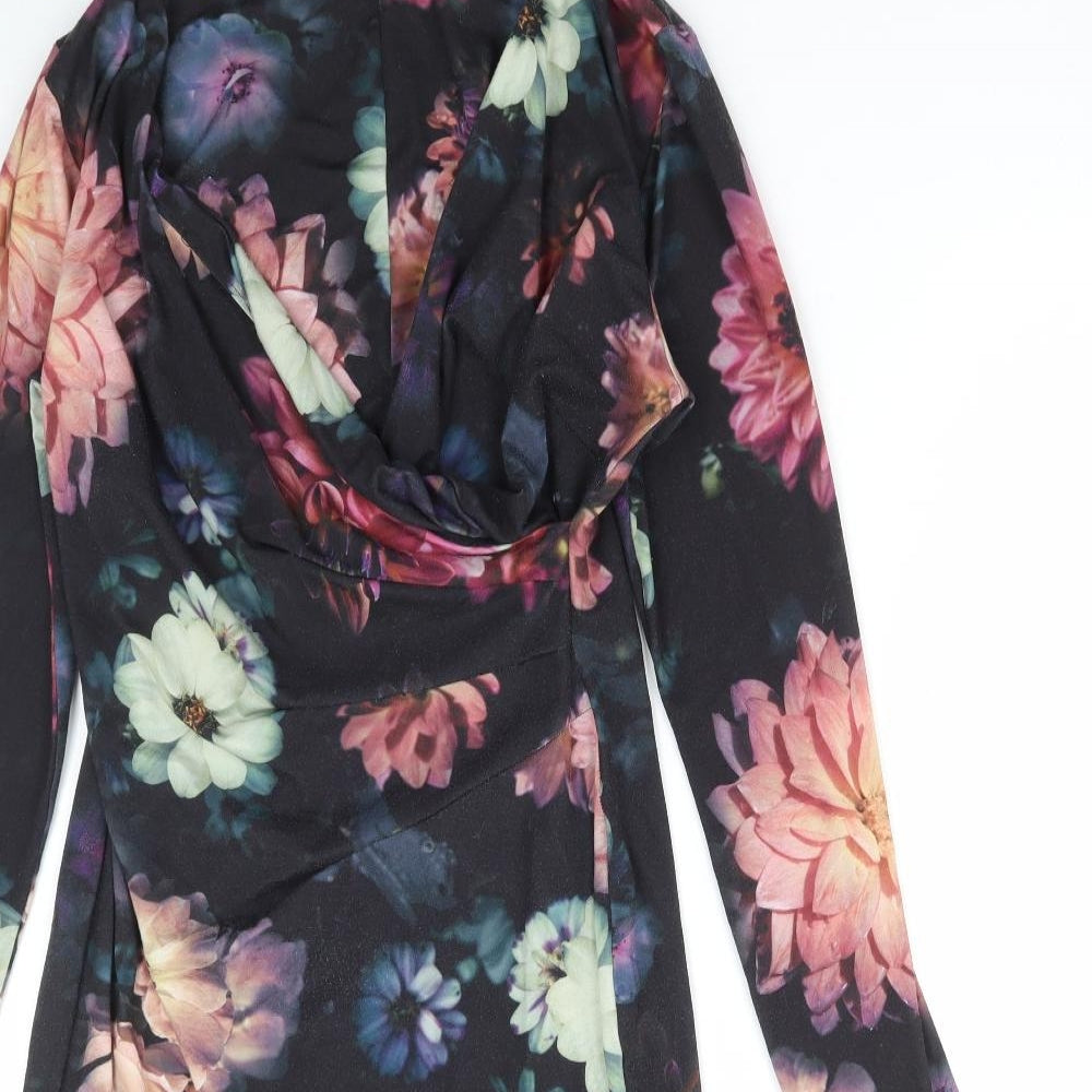 Jessica Womens Multicoloured Floral Polyester Bodycon Size 14 V-Neck Pullover