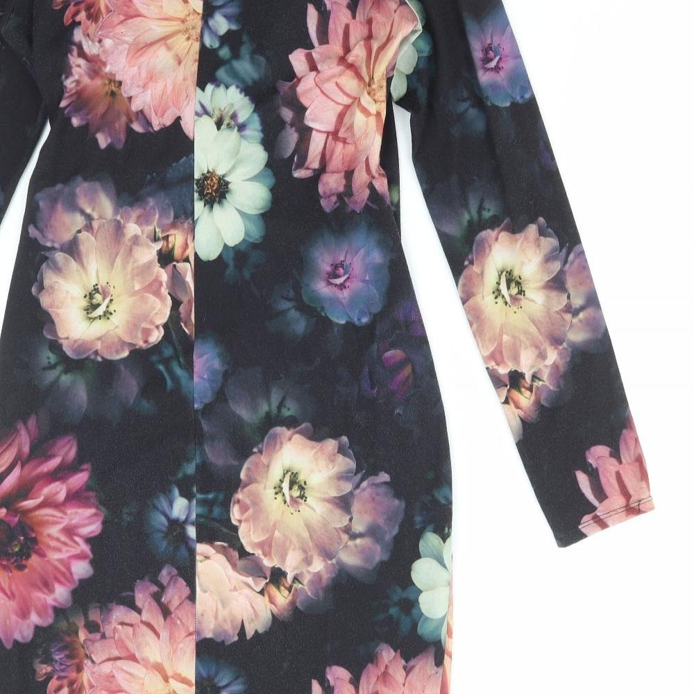 Jessica Womens Multicoloured Floral Polyester Bodycon Size 14 V-Neck Pullover