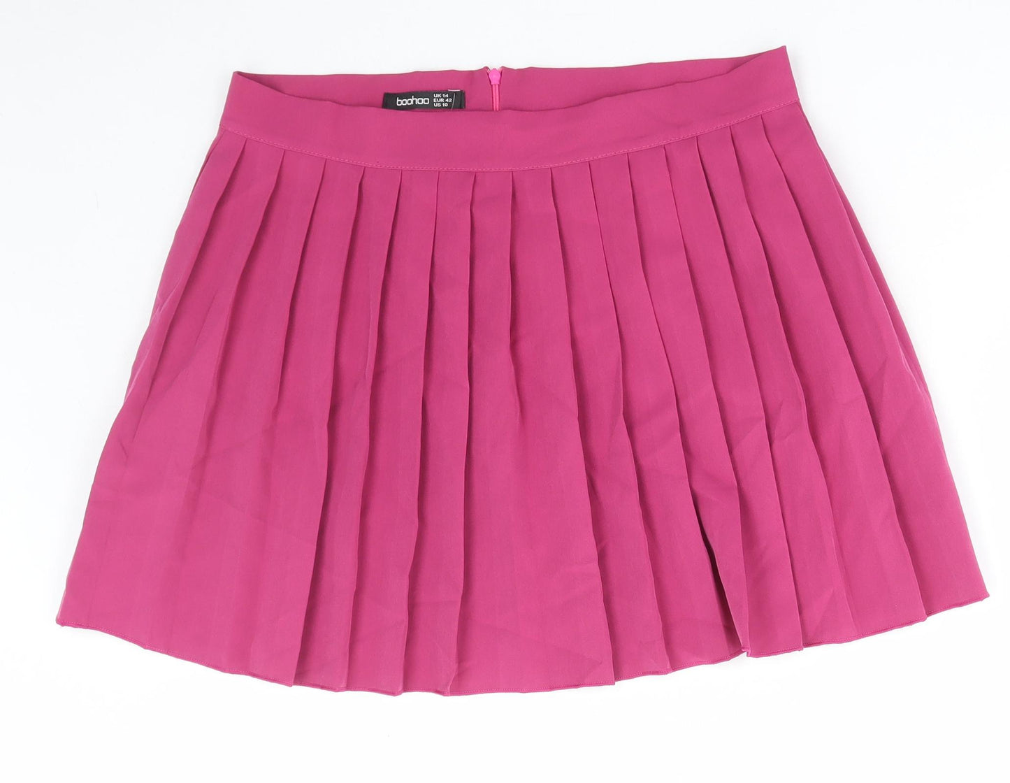 Boohoo Womens Pink Polyester Mini Skirt Size 14 Zip