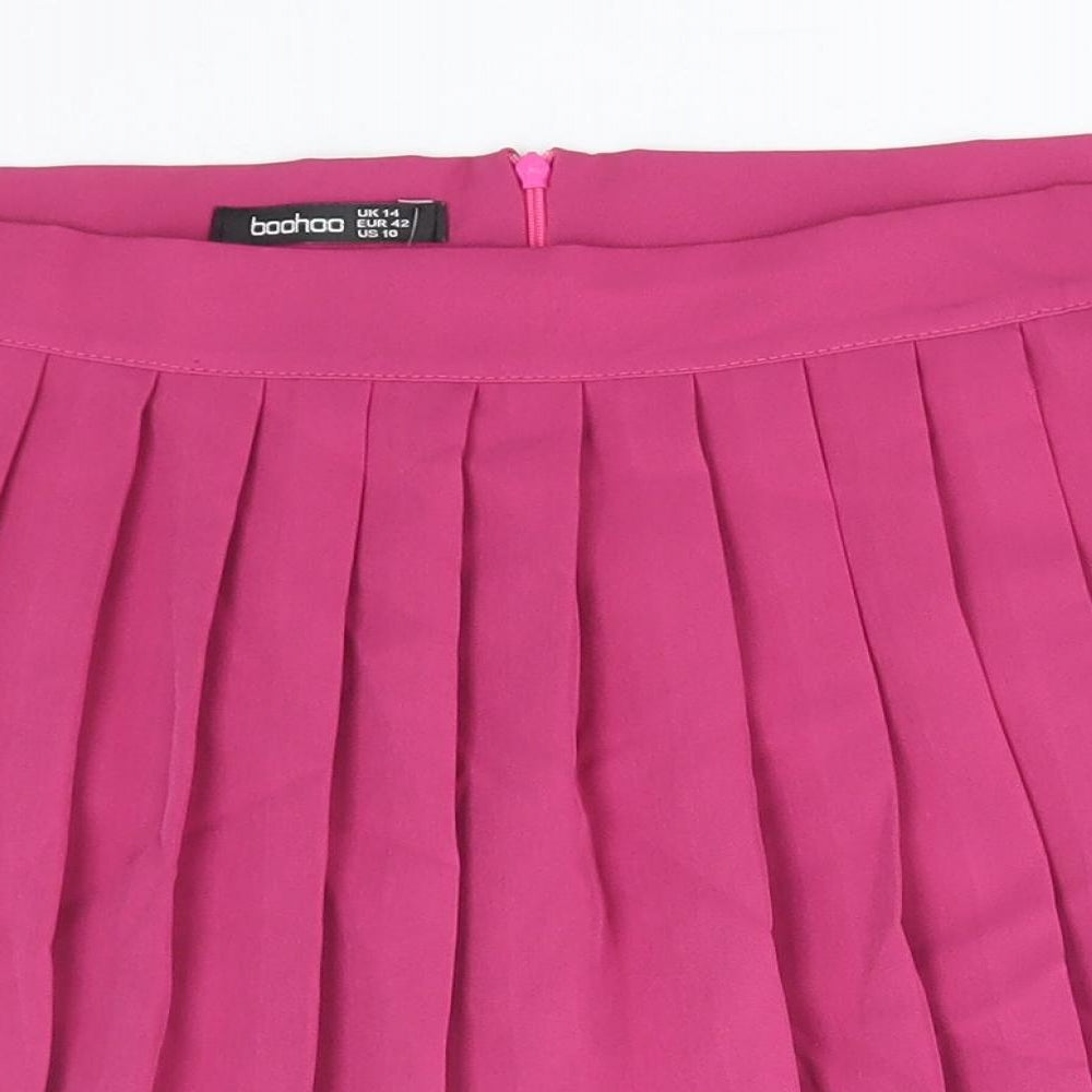 Boohoo Womens Pink Polyester Mini Skirt Size 14 Zip