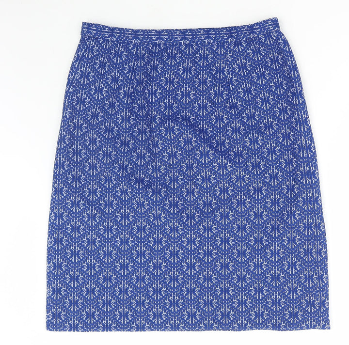 Preworn Womens Blue Geometric Polyester A-Line Skirt Size 36 in