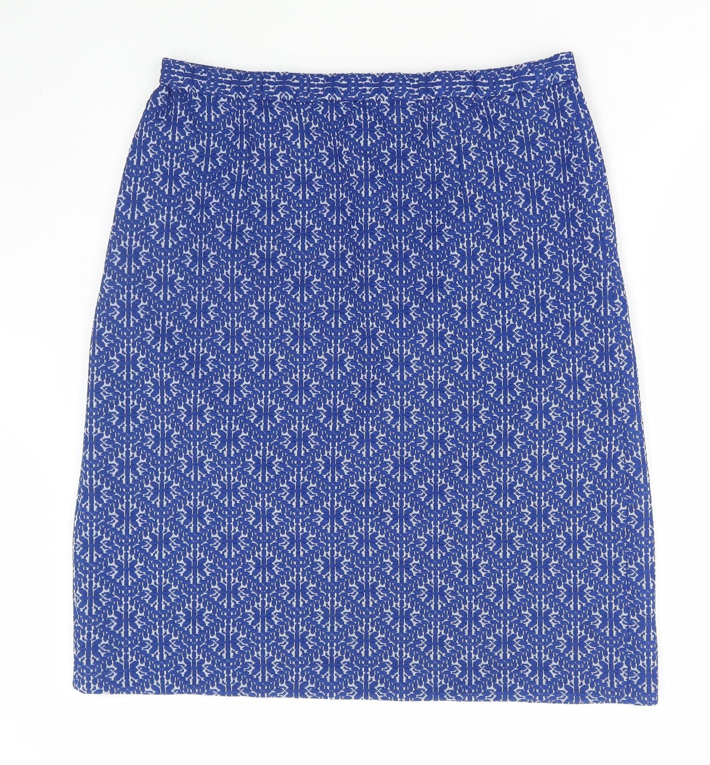 Preworn Womens Blue Geometric Polyester A-Line Skirt Size 36 in