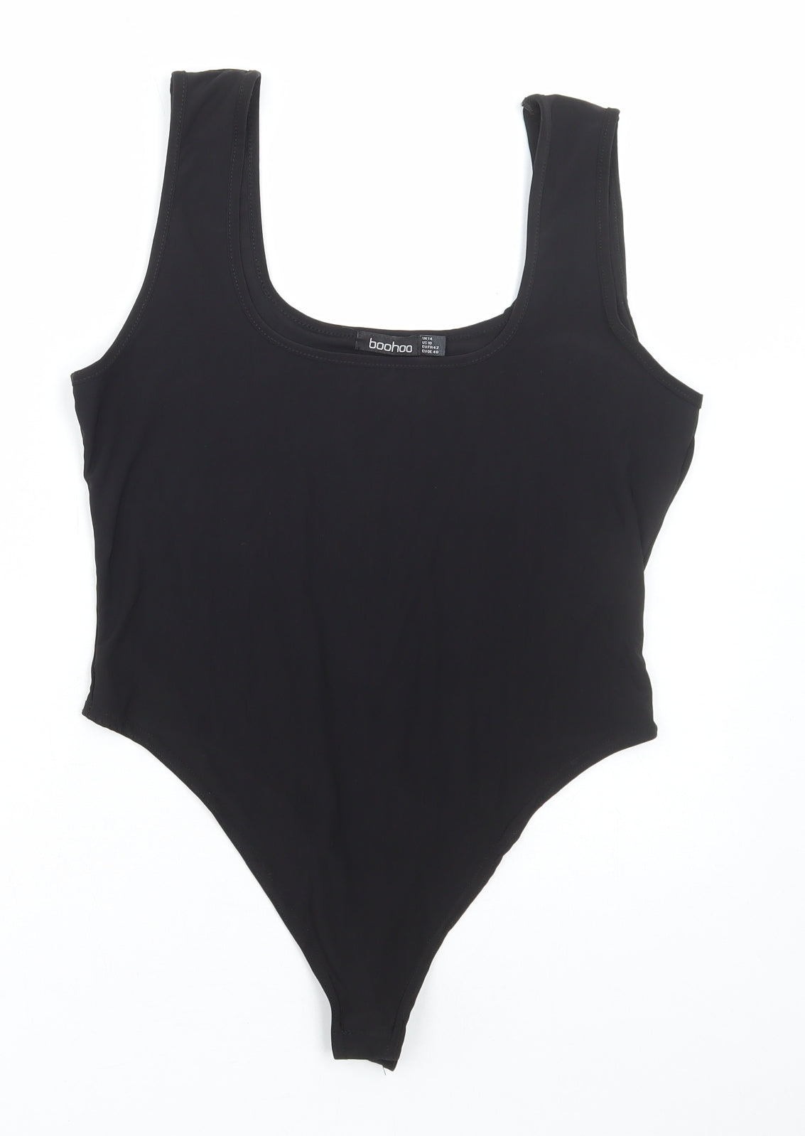Boohoo Womens Black Polyester Bodysuit One-Piece Size 14 Snap