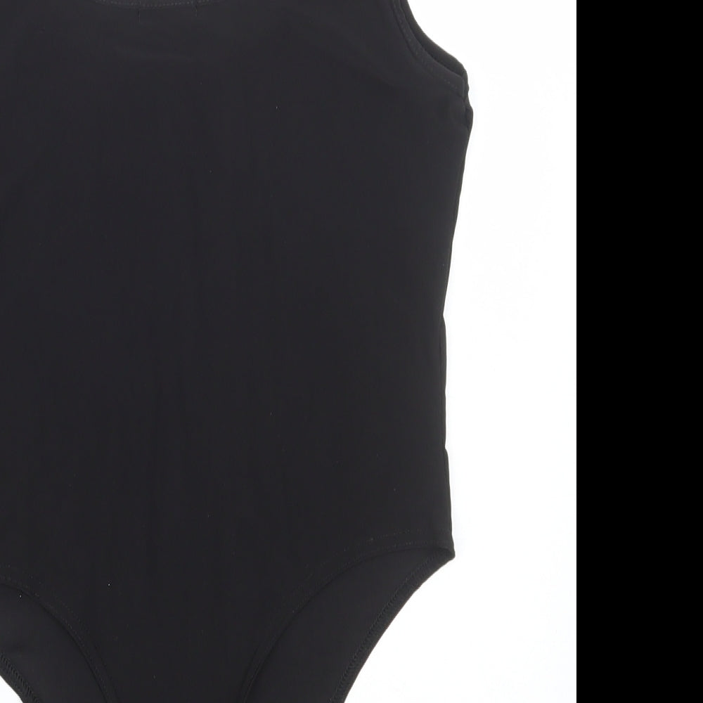 Boohoo Womens Black Polyester Bodysuit One-Piece Size 14 Snap