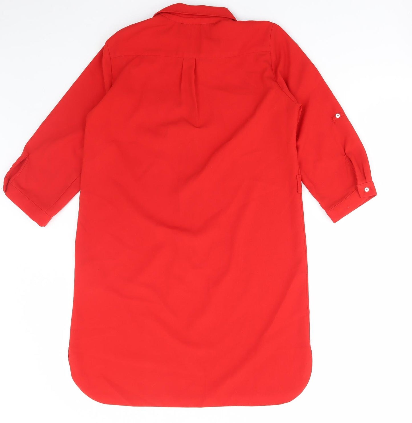Dororthy Perkins Womens Red Polyester Shirt Dress Size 12 Collared Zip