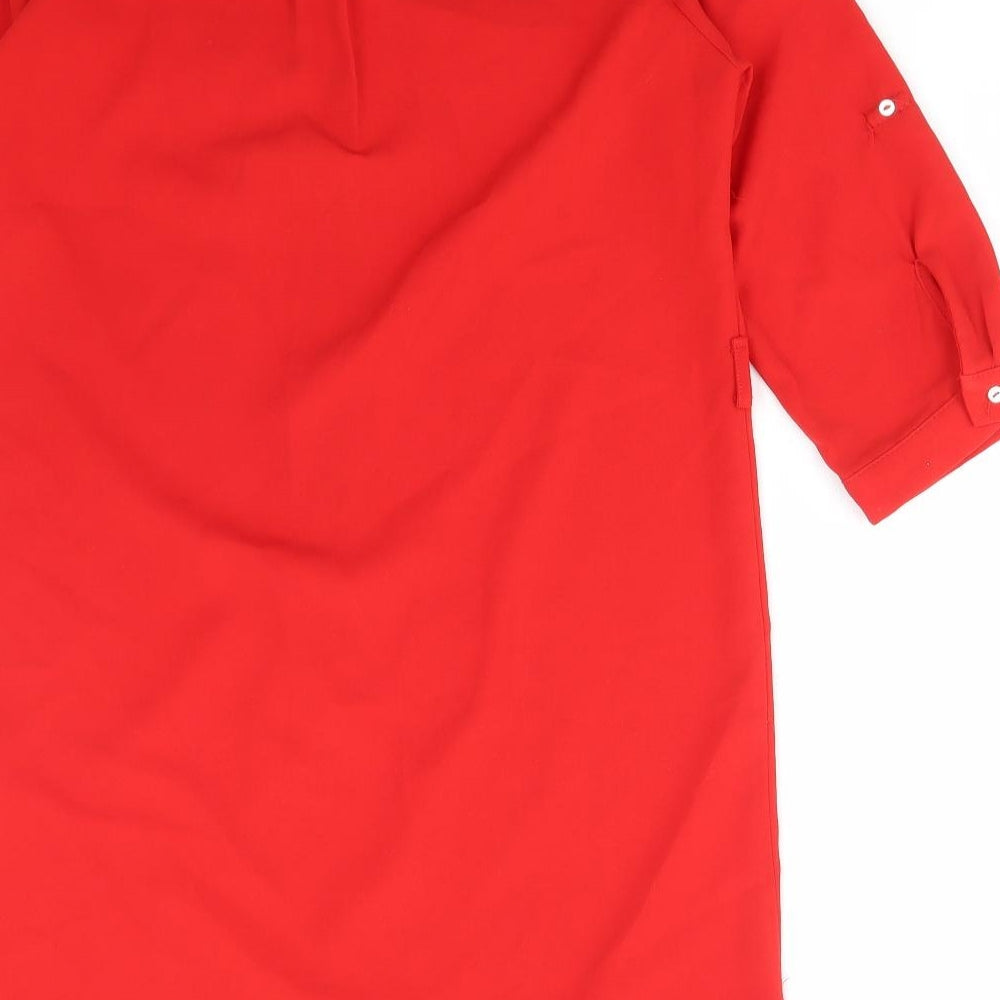 Dororthy Perkins Womens Red Polyester Shirt Dress Size 12 Collared Zip