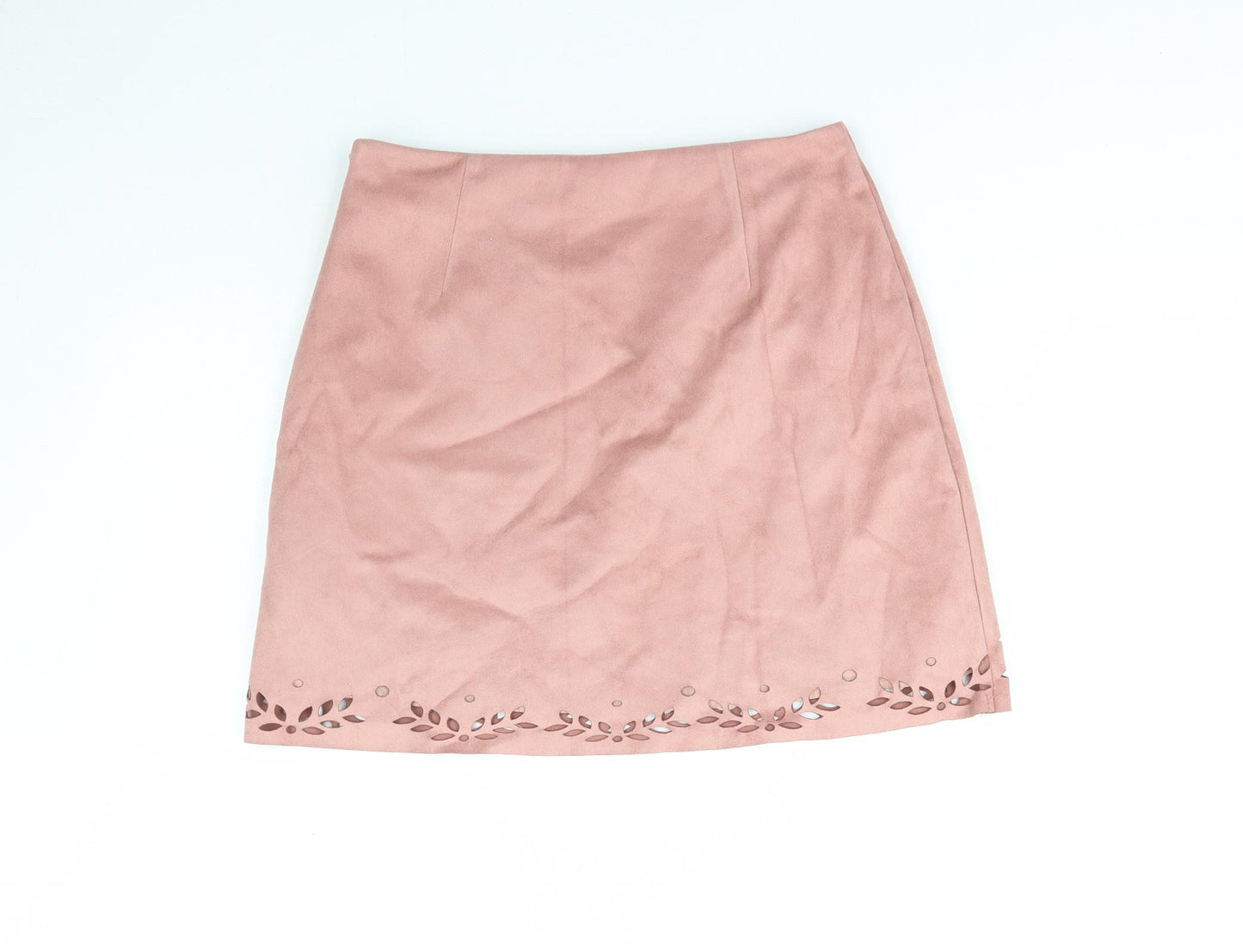 Primark Womens Pink Geometric Polyester Mini Skirt Size 10 Zip