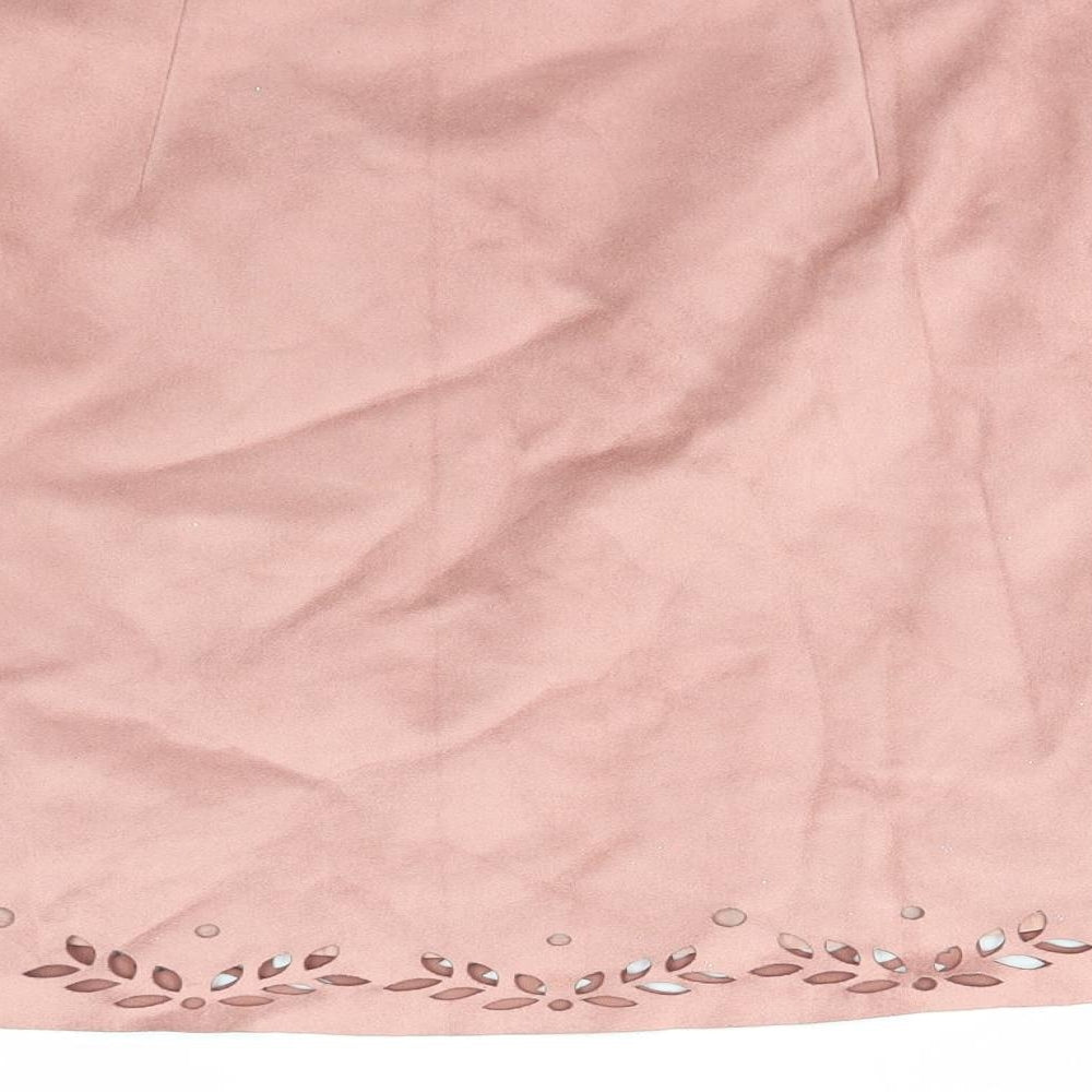 Primark Womens Pink Geometric Polyester Mini Skirt Size 10 Zip