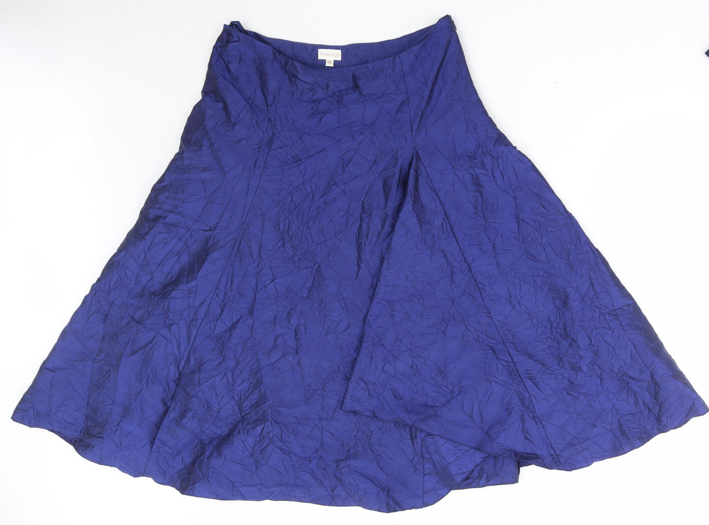 Phase Eight Womens Blue Silk Flare Skirt Size 12 Zip