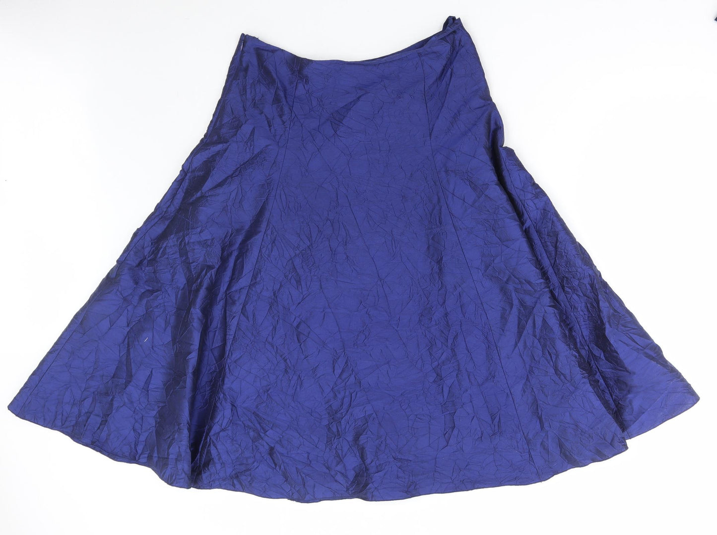 Phase Eight Womens Blue Silk Flare Skirt Size 12 Zip